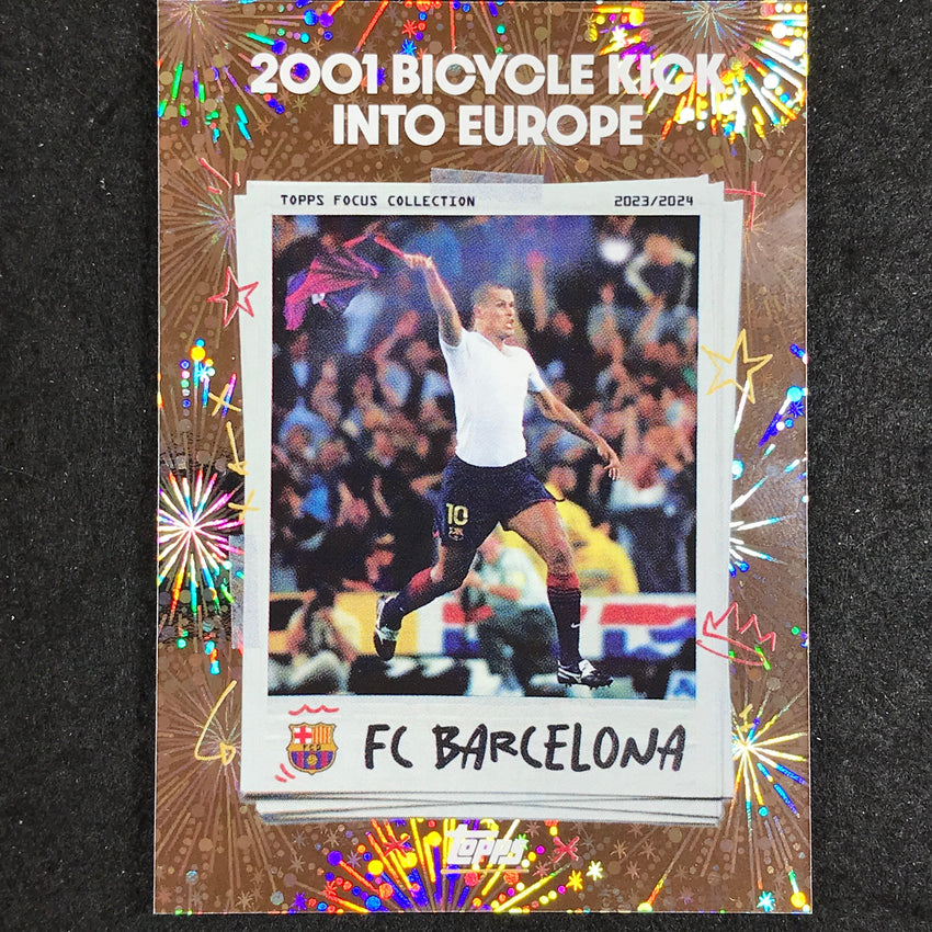 2023-24 Topps Focus Barcelona 2001 BICYCLE KICK Moments In Time Foil #45