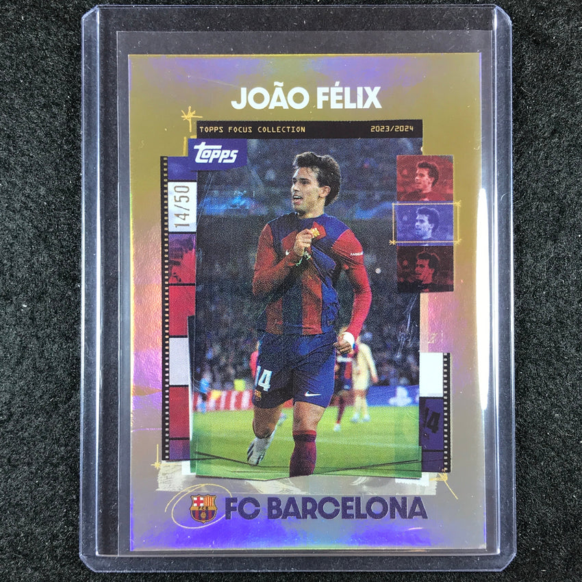 2023-24 Topps Focus Barcelona JOAO FELIX Snapshots Gold Rainbow Foil 14/50 #28