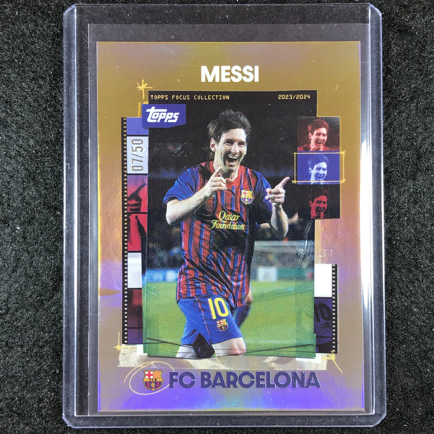 2023-24 Topps Focus Barcelona LIONEL MESSI Snapshots Gold Rainbow 