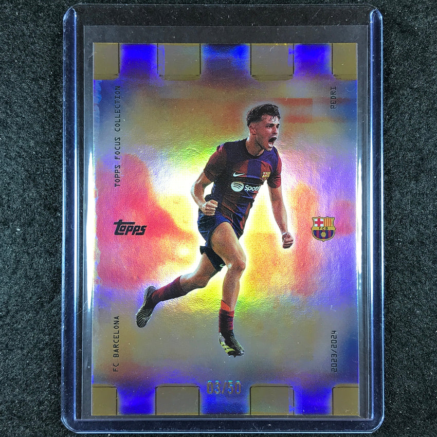 2023-24 Topps Focus Barcelona PEDRI Golden Hour Gold Rainbow Foil 3/50 #4