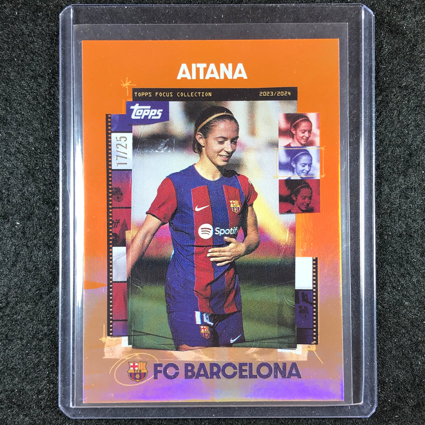 2023-24 Topps Focus Barcelona AITANA BONMATI Snapshots Orange Rainbow 17/25