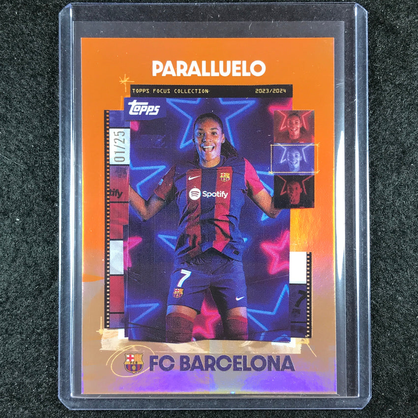 2023-24 Topps Focus Barcelona SALMA PARALLUELO Snapshots Orange Rainbow 1/25
