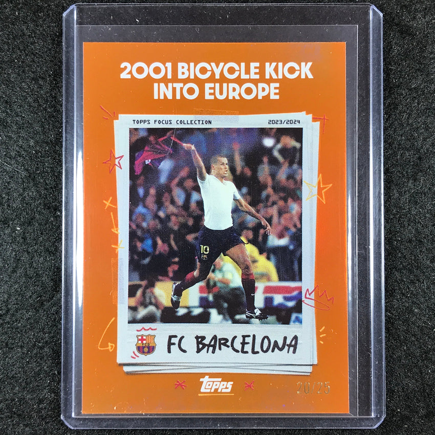 2023-24 Topps Focus Barcelona 2001 BICYCLE KICK Moments In Time Orange 20/25