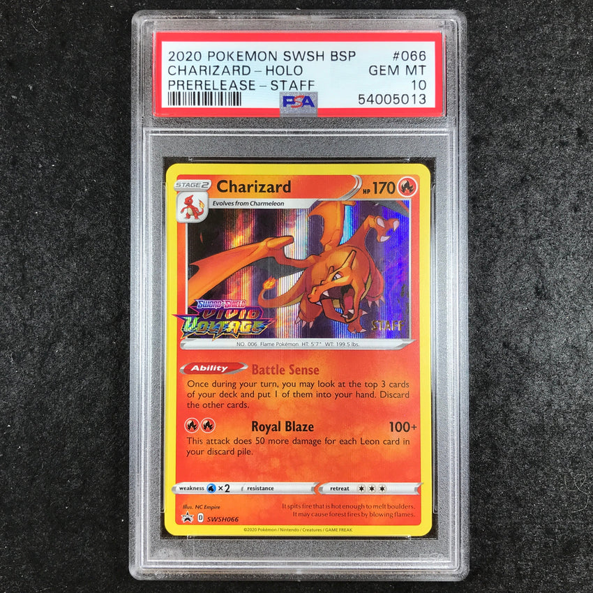 PSA 10 Charizard - SWSH066 - Vivid Voltage Pre-release Staff Promo 013