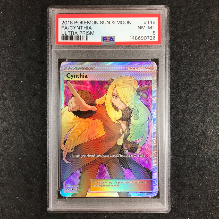PSA 8 Cynthia - 148/156 - Pokemon Sun & Moon Ultra Prism 726-Cherry Collectables
