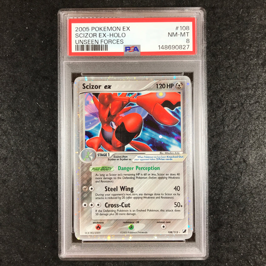 PSA 8 Scizor ex - 108 - Holo Pokemon EX Unseen Forces 827-Cherry Collectables