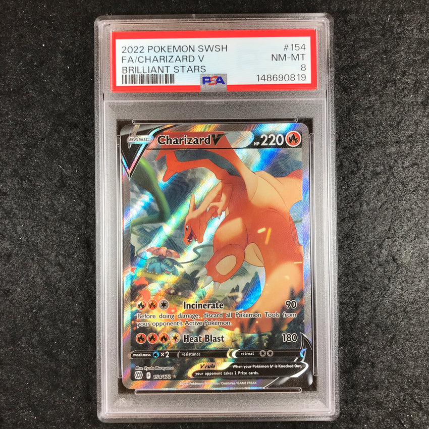 PSA 8 Charizard V - 154 - Alternate Full Art Pokemon Sword & Shield: Brilliant Stars 819-Cherry Collectables