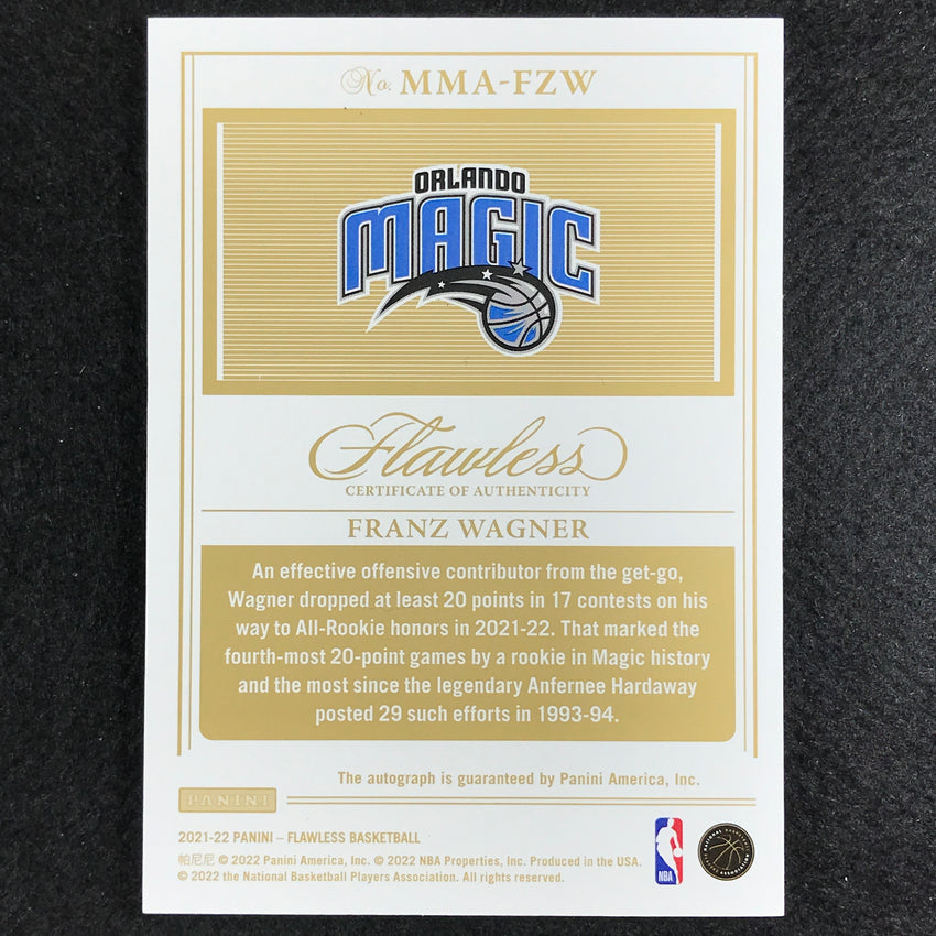 2021-22 Flawless Franz Wagner Momentous Rookie Auto Ruby Red 6/15