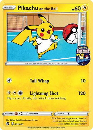 Pikachu On The Ball - 001/005 - Futsal Collection Uk Exclusive Promo