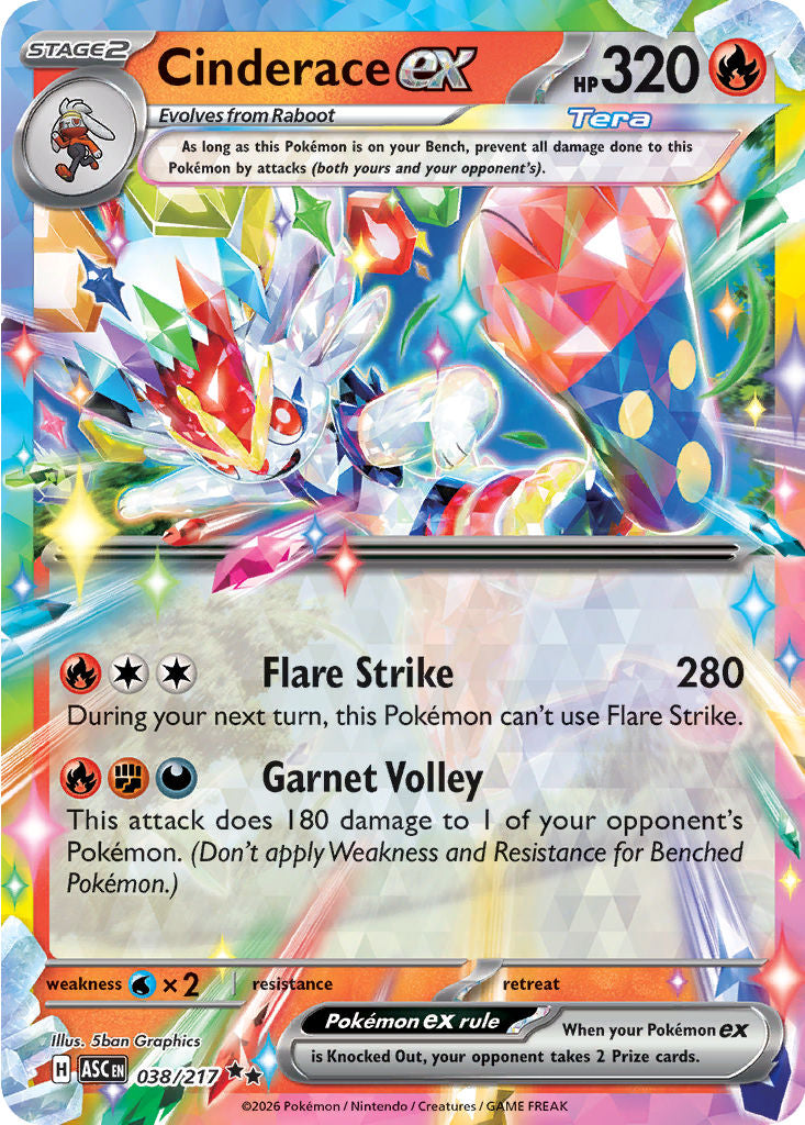 Cinderace ex - ( 038 ) - Double Rare - Pokemon ME Ascended Heroes
