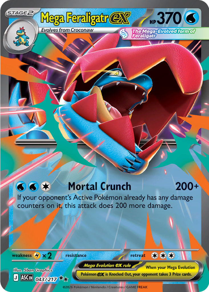 Mega Feraligatr ex - ( 043/217 ) - Double Rare - Pokemon ME Ascended Heroes