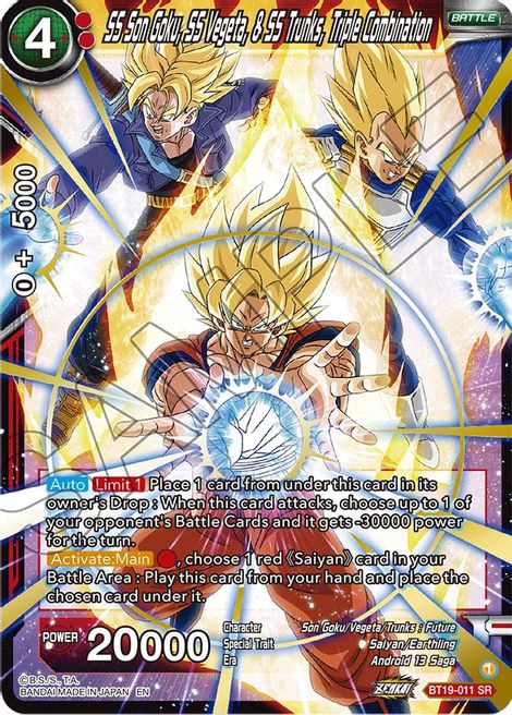 SS Son Goku, SS Vegeta, & SS Trunks, Triple Combination - BT19-011 - SR Super Rare Fighter's Ambition