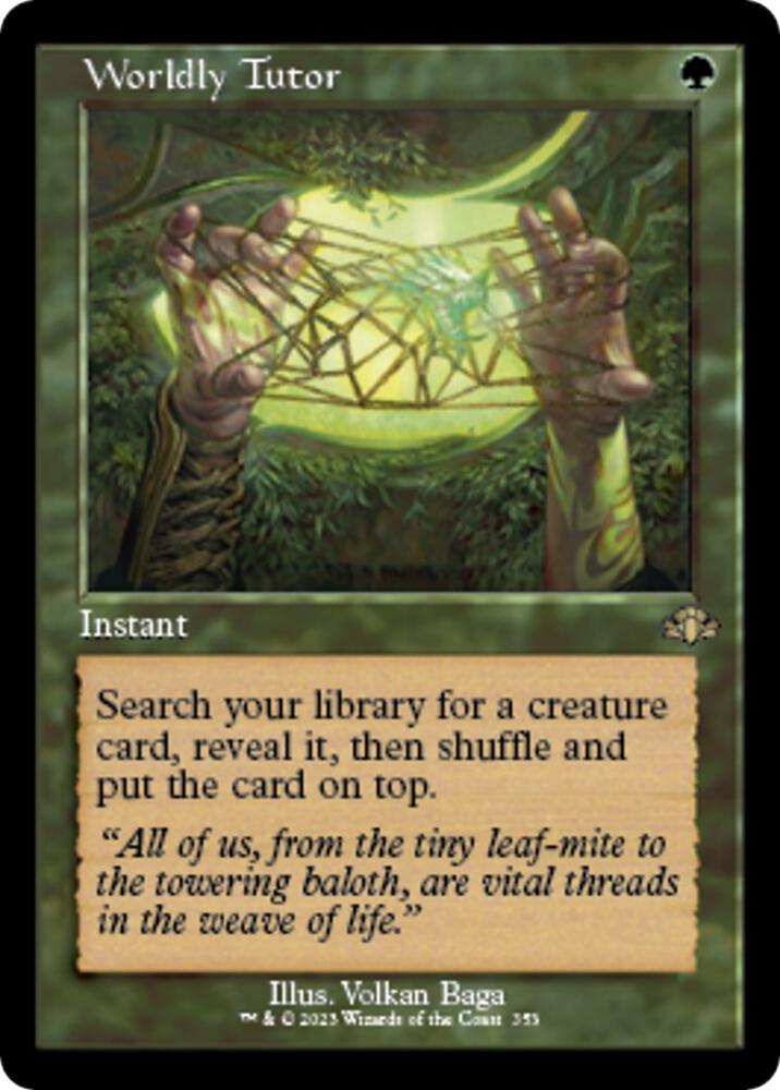 FOIL RETRO FRAME Worldy Tutor - #353 - Rare Dominaria Remastered