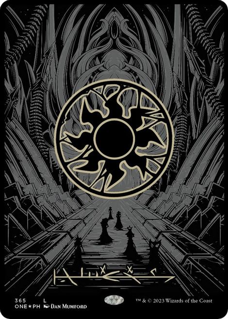 Plains - No 365 - Phyrexian Full Art Oil Slick Raised Foil