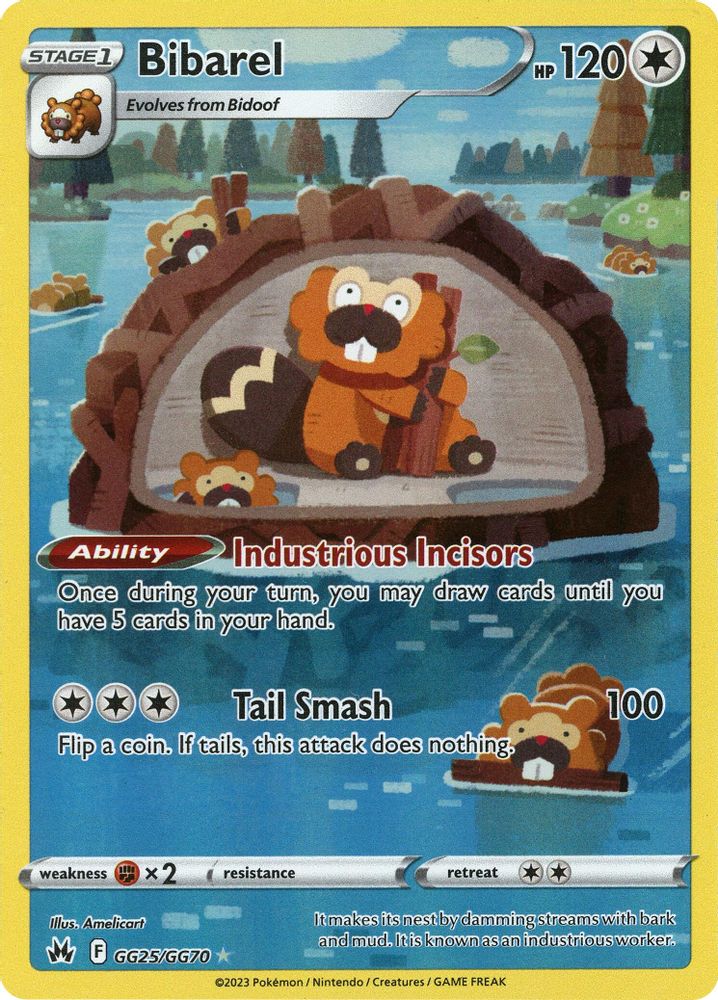 Bibarel - [  GG25 ] - Ultra Rare - Pokemon Crown Zenith Galarian Gallery