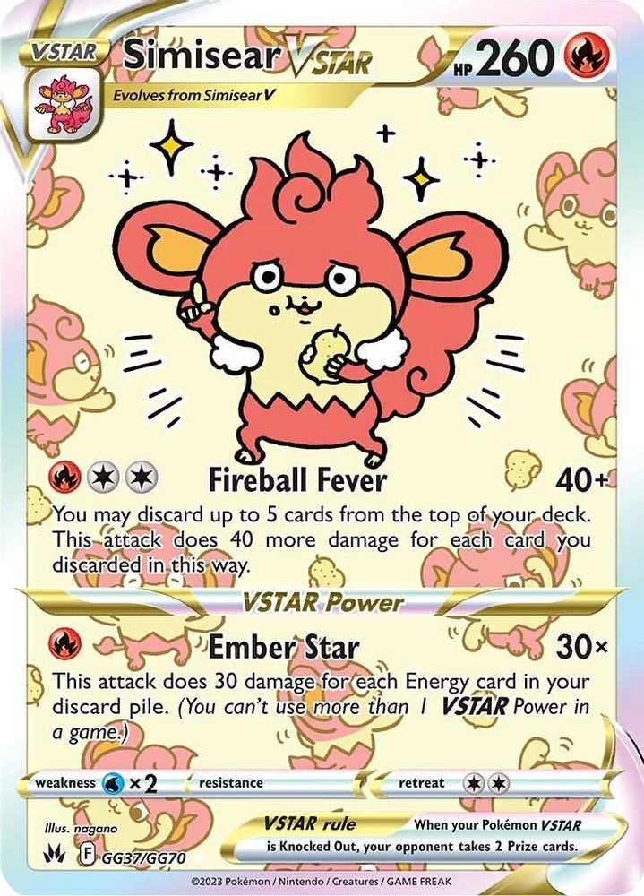 Simisear VSTAR - [  GG37 ] - Ultra Rare - Pokemon Crown Zenith Galarian Gallery