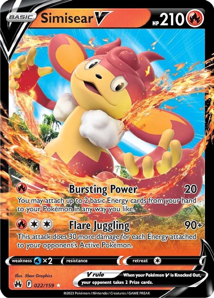 Simisear V - [  022 ] - Ultra Rare - Pokemon Crown Zenith