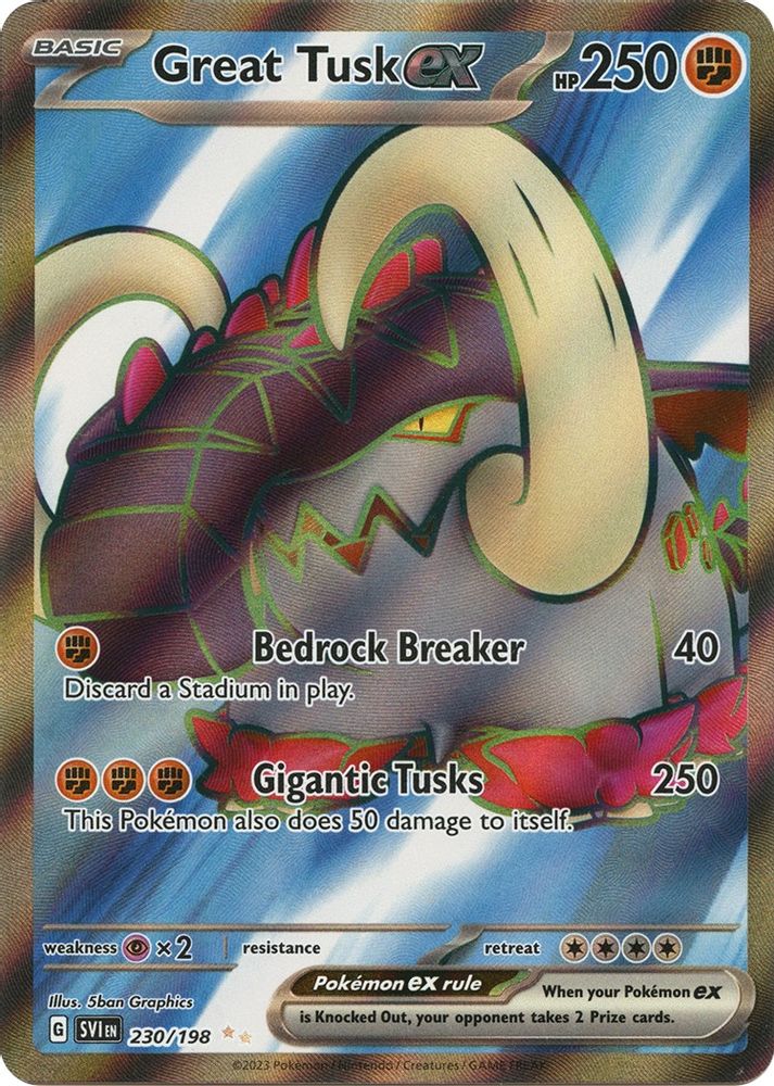 Great Tusk ex - [  230/198 ] - Ultra Rare - Pokemon SV01 Scarlet & Violet Base Set