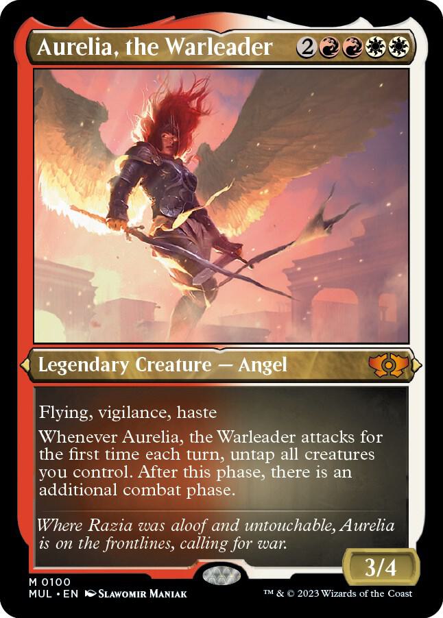 ETCHED FOIL Aurelia, the Warlwader - #100 - Mythic March of the Machine: Multiverse Legends