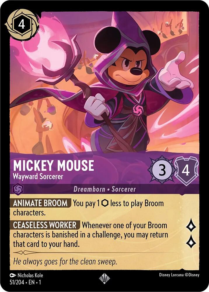 Mickey Mouse - Wayward Sorcerer - 51/204 - Super Rare - Lorcana The First Chapter