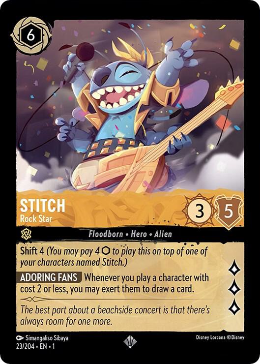 COLD FOIL Stitch - Rock Star - 23/204 - Super Rare - Lorcana The First Chapter