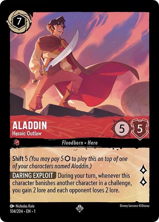COLD FOIL Aladdin - Heroic Outlaw - 104/204 - Super Rare - Lorcana The First Chapter