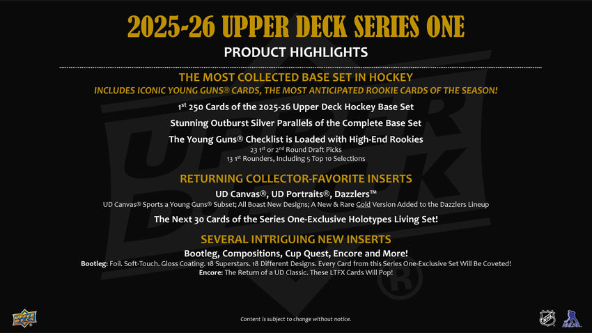 2025-26 Upper Deck Series 1 Hockey Blaster Box