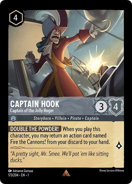 COLD FOIL Captain Hook - Captain of the Jolly Roger - 173/204 - Rare - Lorcana The First Chapter
