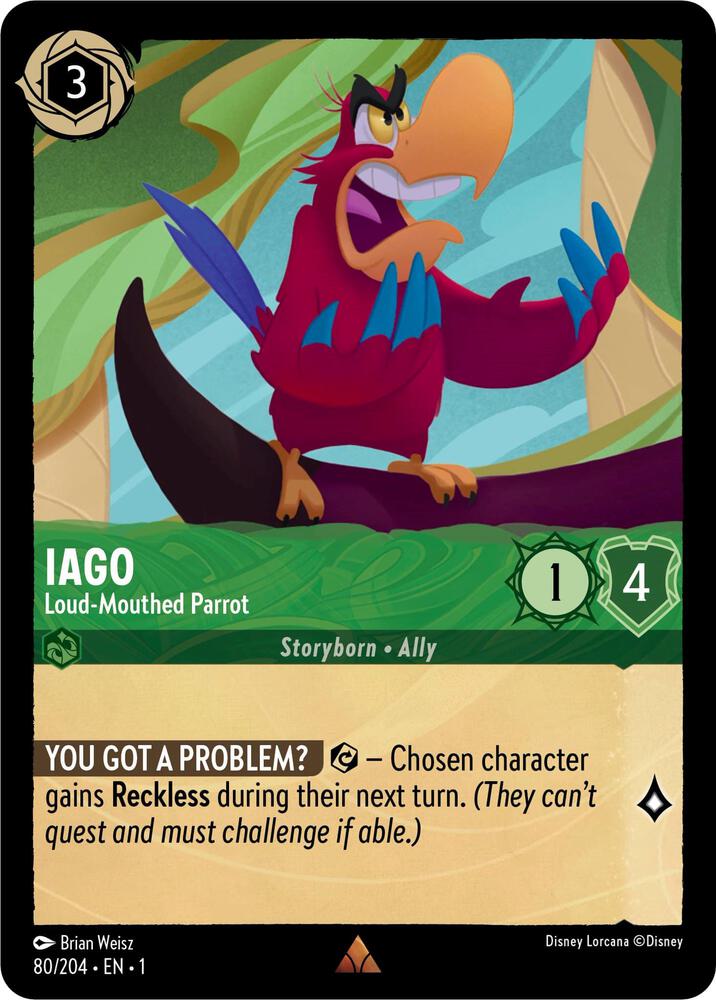 Iago - Loud-Mouthed Parrot - 80/204 - Rare - Lorcana The First Chapter