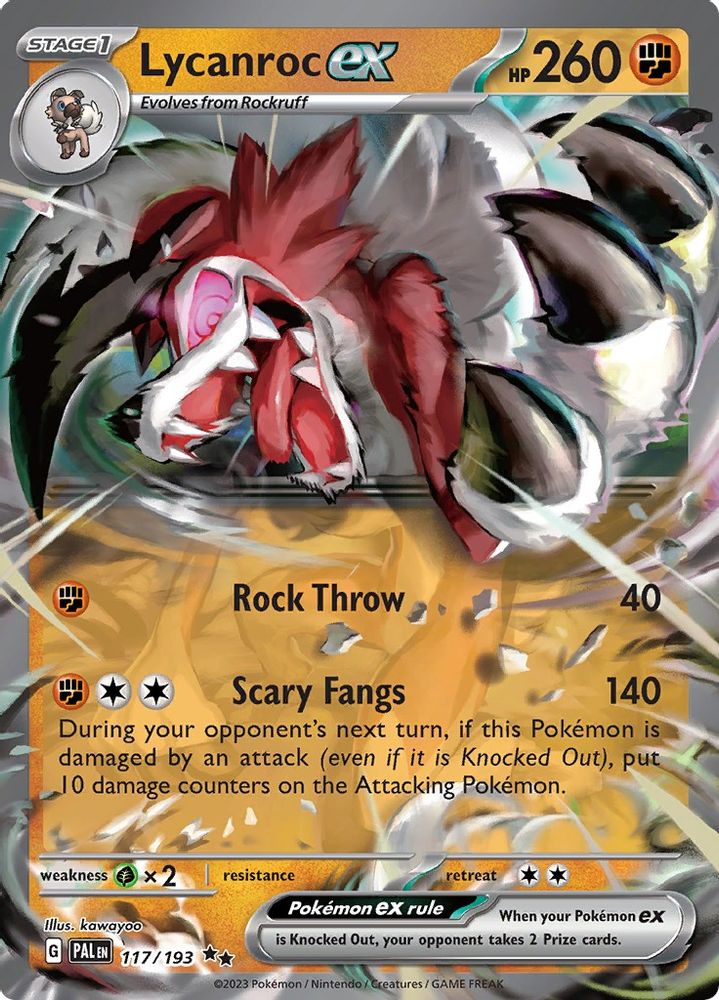 Lycanroc ex - [  117/193 ] - Double Rare - Pokemon SV02 Paldea Evolved