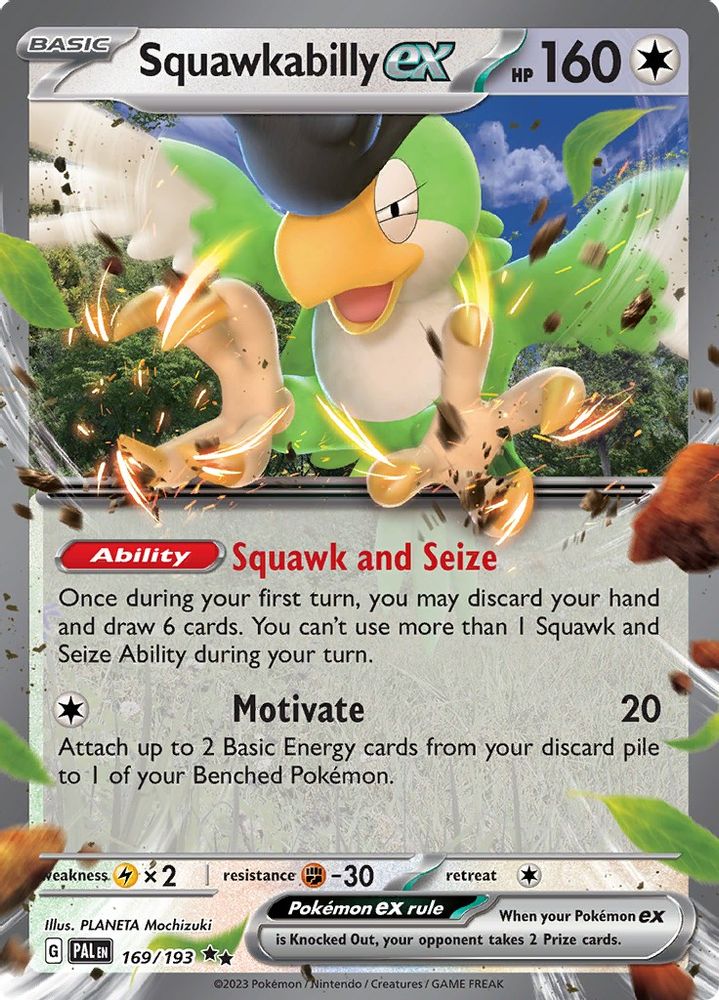 Squawkabilly ex - [  169/193 ] - Double Rare - Pokemon SV02 Paldea Evolved