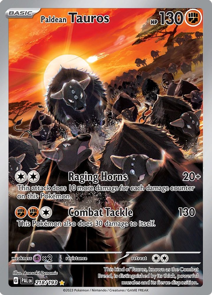 Paldean Tauros - [  218/193 ] - Illustration Rare - Pokemon SV02 Paldea Evolved