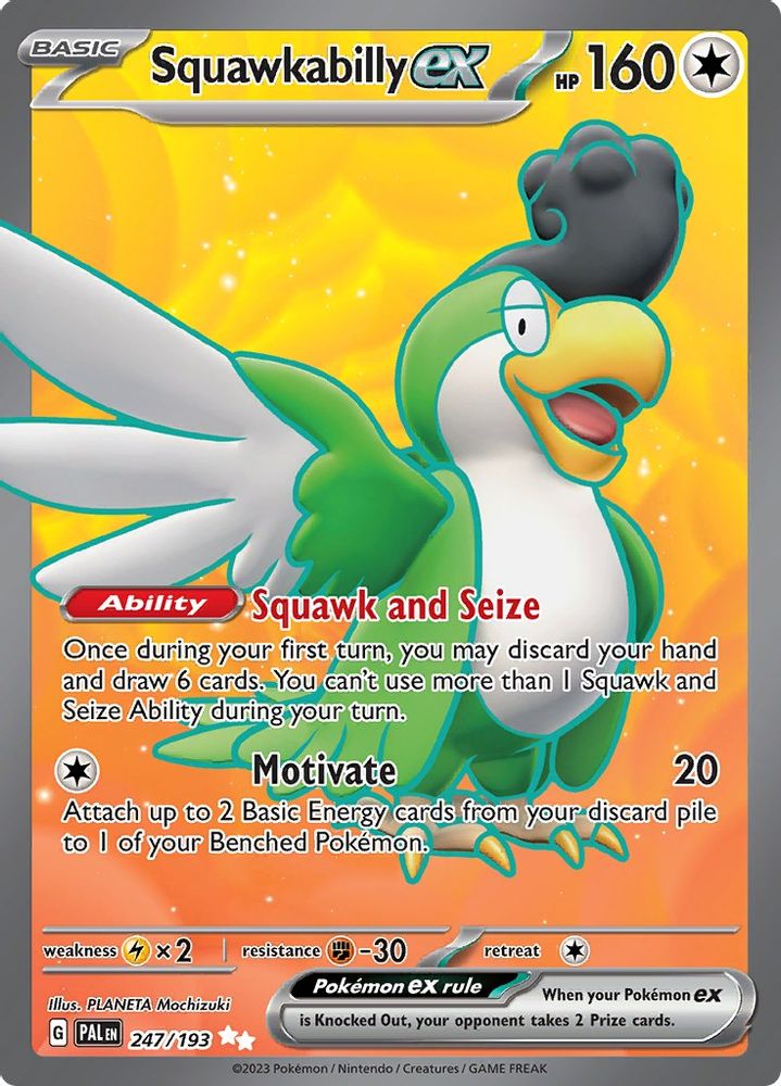Squawkabilly ex - [  247/193 ] - Ultra Rare - Pokemon SV02 Paldea Evolved
