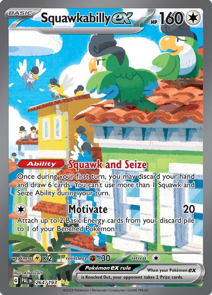 Squawkabilly ex - [  264/193 ] - Special Illustration Rare - Pokemon SV02 Paldea Evolved
