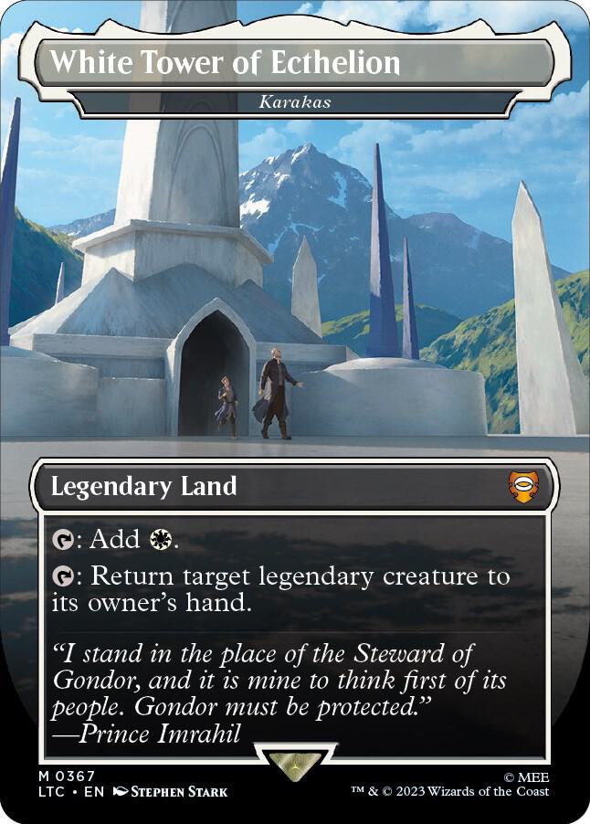 FOIL BORDERLESS White Tower of Ecthelion // Karakas - #367 - Mythic Lord of the Rings Commander