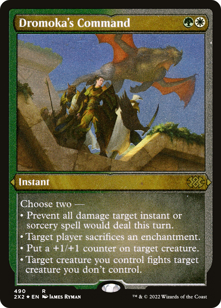 [ EF ] [FOIL] Dromoka's Command (Foil Etched) #490 - RARE 2X2 - Double Masters 2022