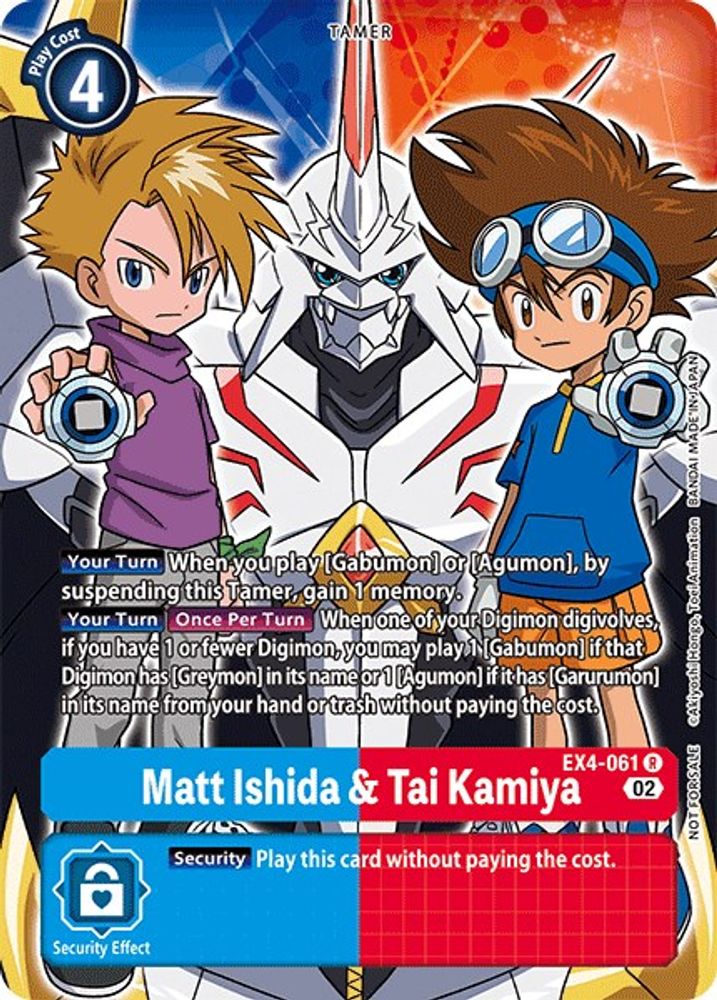 Matt Ishida & Tai Kamiya (Alternate Art) (EX4-061) R★ - Digimon Alternative Being Booster