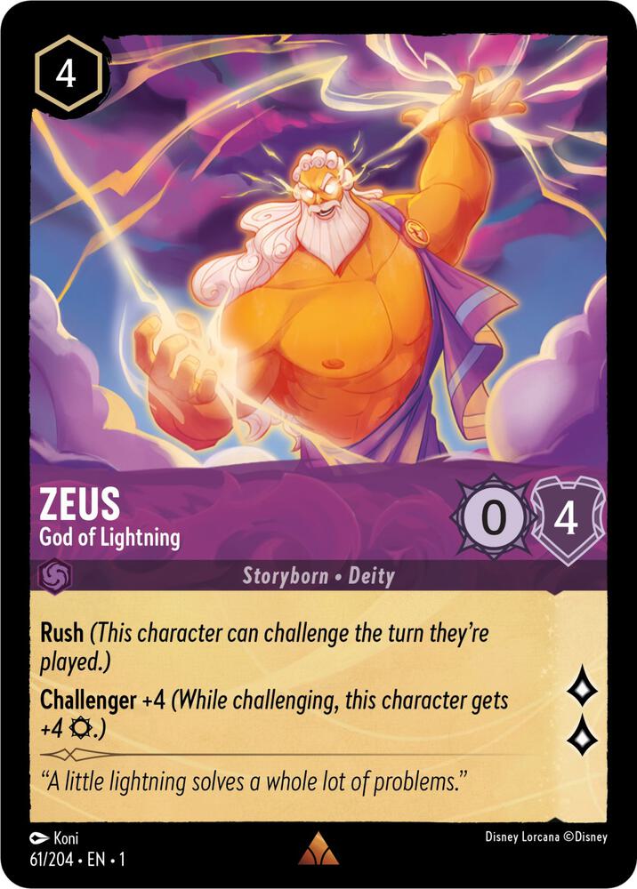 Zeus - God of Lightning - 61/204 - Rare - Lorcana The First Chapter