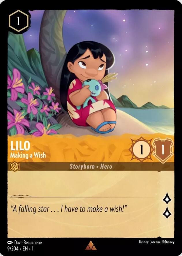 COLD FOIL Lilo - Making a Wish - 9/204 - Rare - Lorcana The First Chapter
