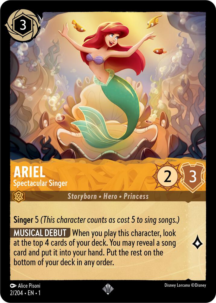 Ariel - Spectacular Singer - 2/204 - Super Rare - Lorcana The First Chapter