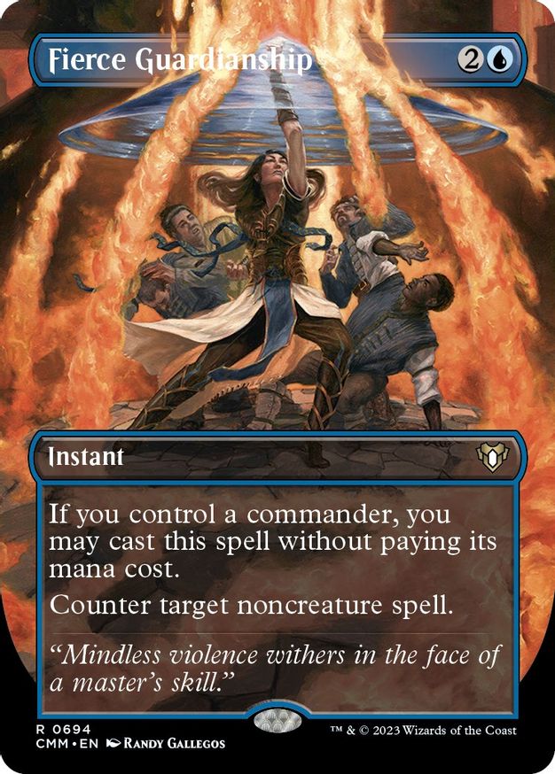 Foil Borderless Fierce Guardianship - No 694 - Rare Commander Masters