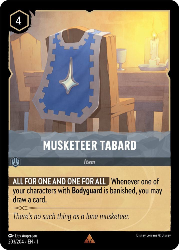 COLD FOIL Musketeer Tabard - 203/204 - Rare - Lorcana The First Chapter