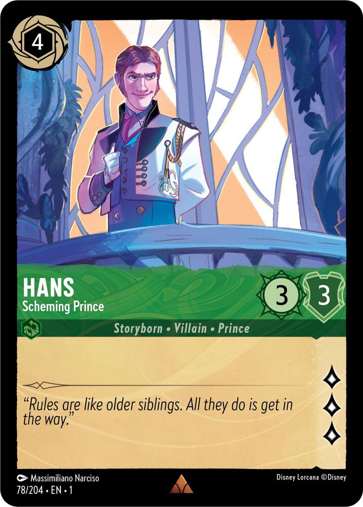 COLD FOIL Hans - Scheming Prince - 78/204 - Rare - Lorcana The First Chapter