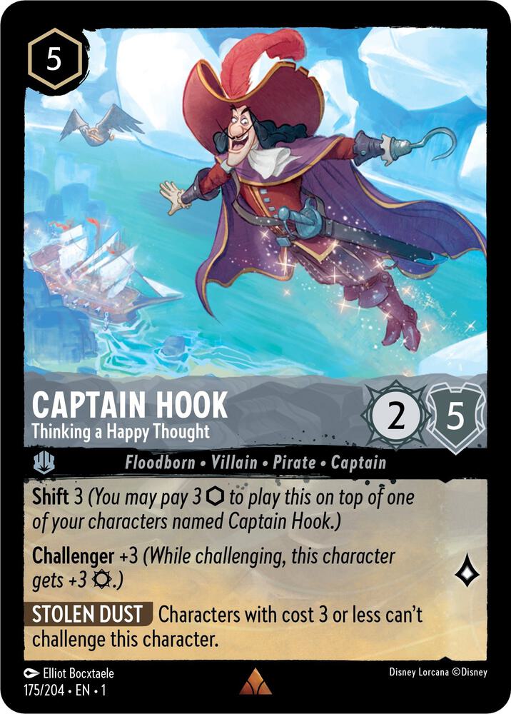 Captain Hook - Thinking a Happy Thought - 175/203 - Rare - Lorcana The First Chapter