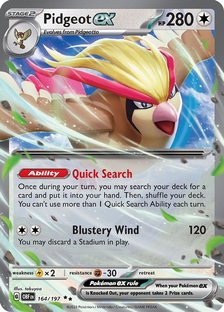 Pidgeot ex - [  164/197 ] - Double Rare - Pokemon SV03 Obsidian Flames