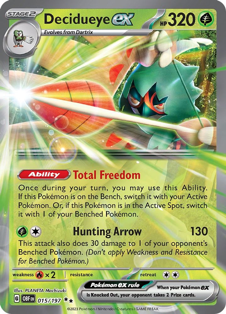 Decidueye ex - [  015/197 ] - Double Rare - Pokemon SV03 Obsidian Flames