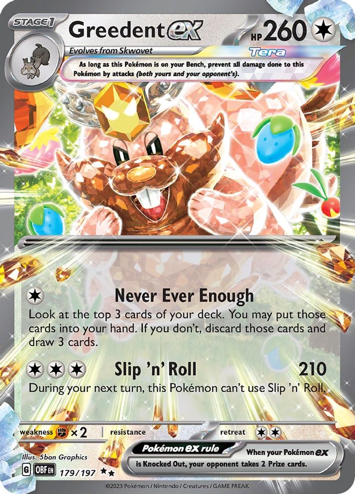 Greedent ex - [  179/197 ] - Double Rare - Pokemon SV03 Obsidian Flames