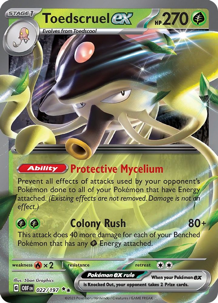 Toedscruel ex - [  022/197 ] - Double Rare - Pokemon SV03 Obsidian Flames