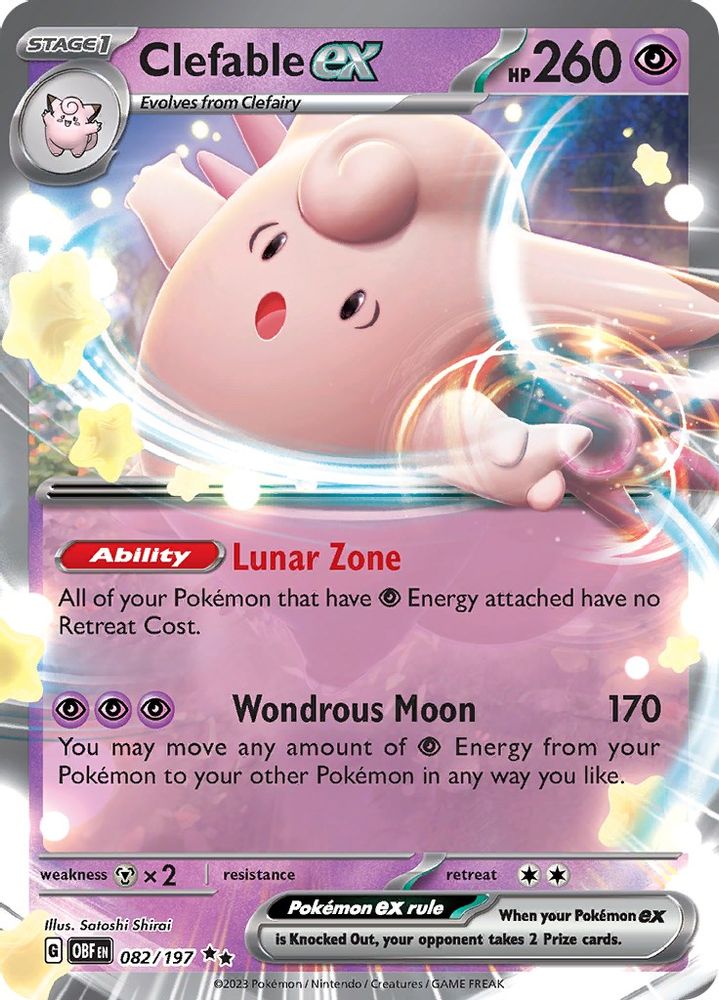 Clefable ex - [  082/197 ] - Double Rare - Pokemon SV03 Obsidian Flames