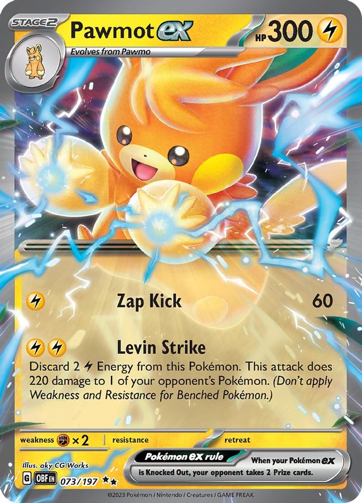 Pawmot ex - [  073/197 ] - Double Rare - Pokemon SV03 Obsidian Flames